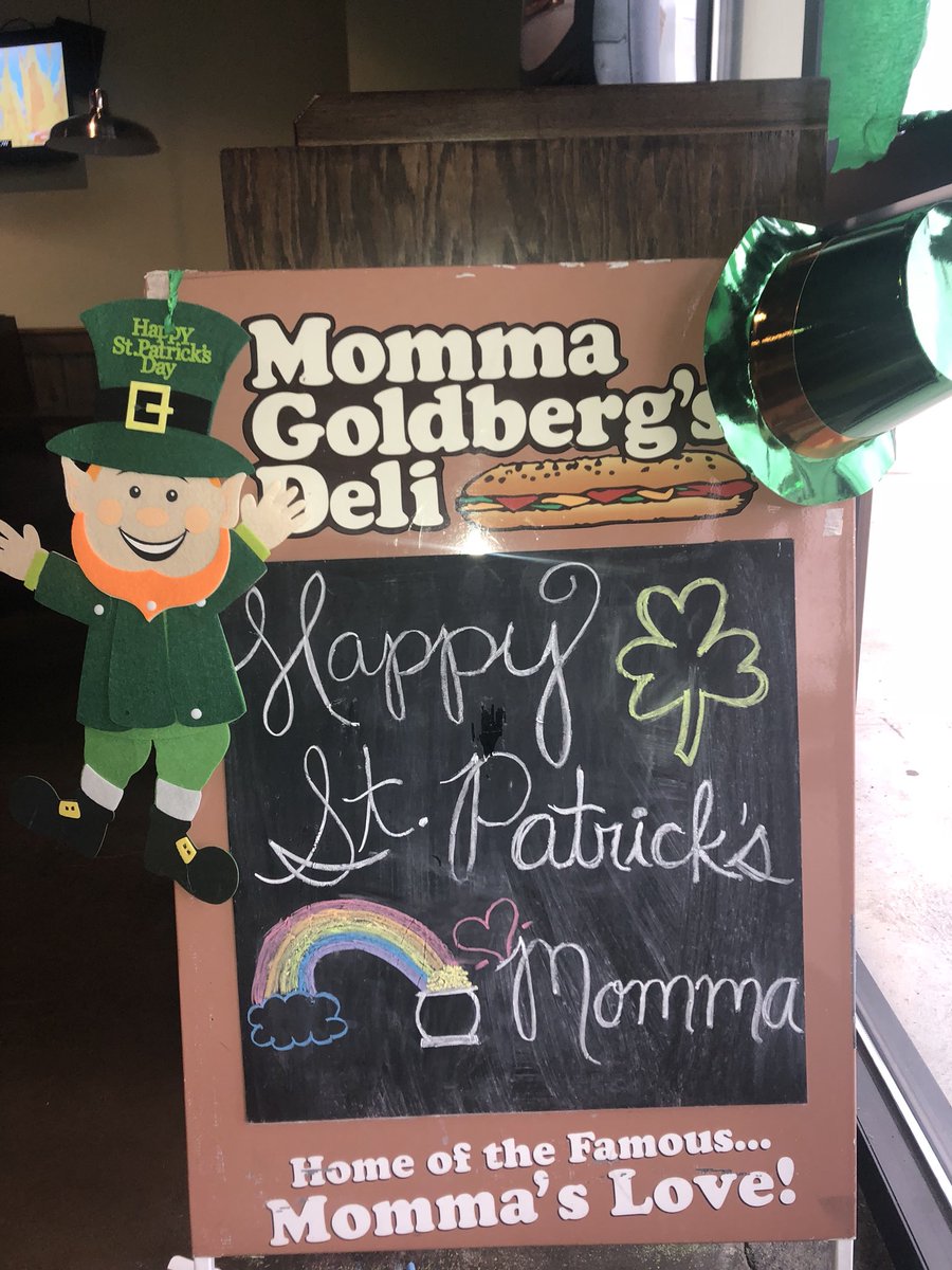 We are sharing the love on St. Patrick’s Day Eve!  Come in for a free sandwich with the purchase of a combo (of equal or lesser value). #mommaslove #stpattysday #mommagoldbergs