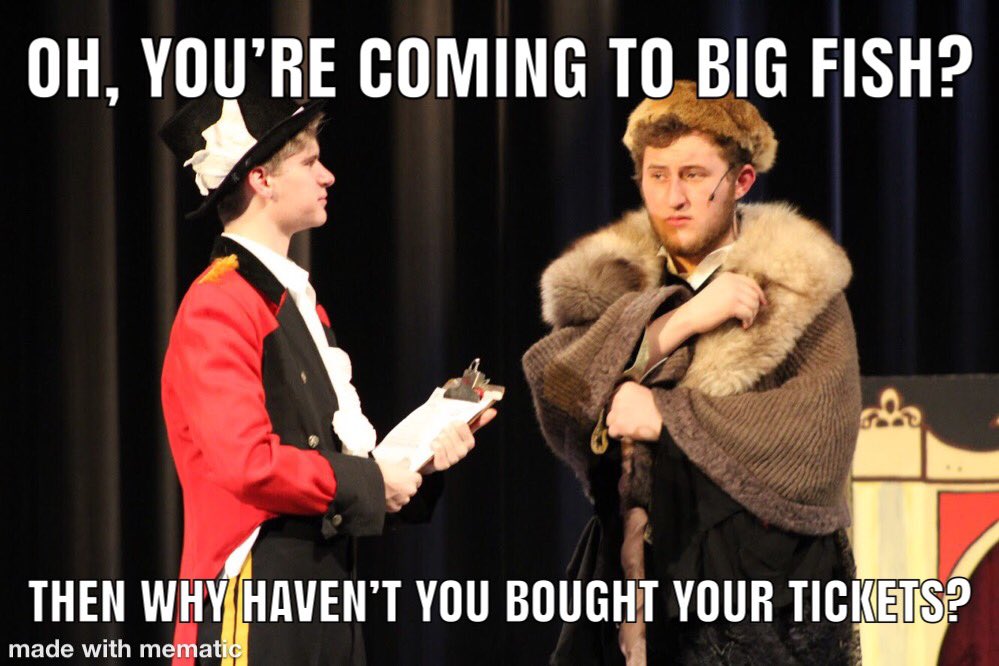 Only two more chances to see the wonder that is Big Fish! Make sure to buy your tickets ahead of time before they sell out! 

Tickets are $15 and are available here: ticketstage.com/T/MEDFIELDHS