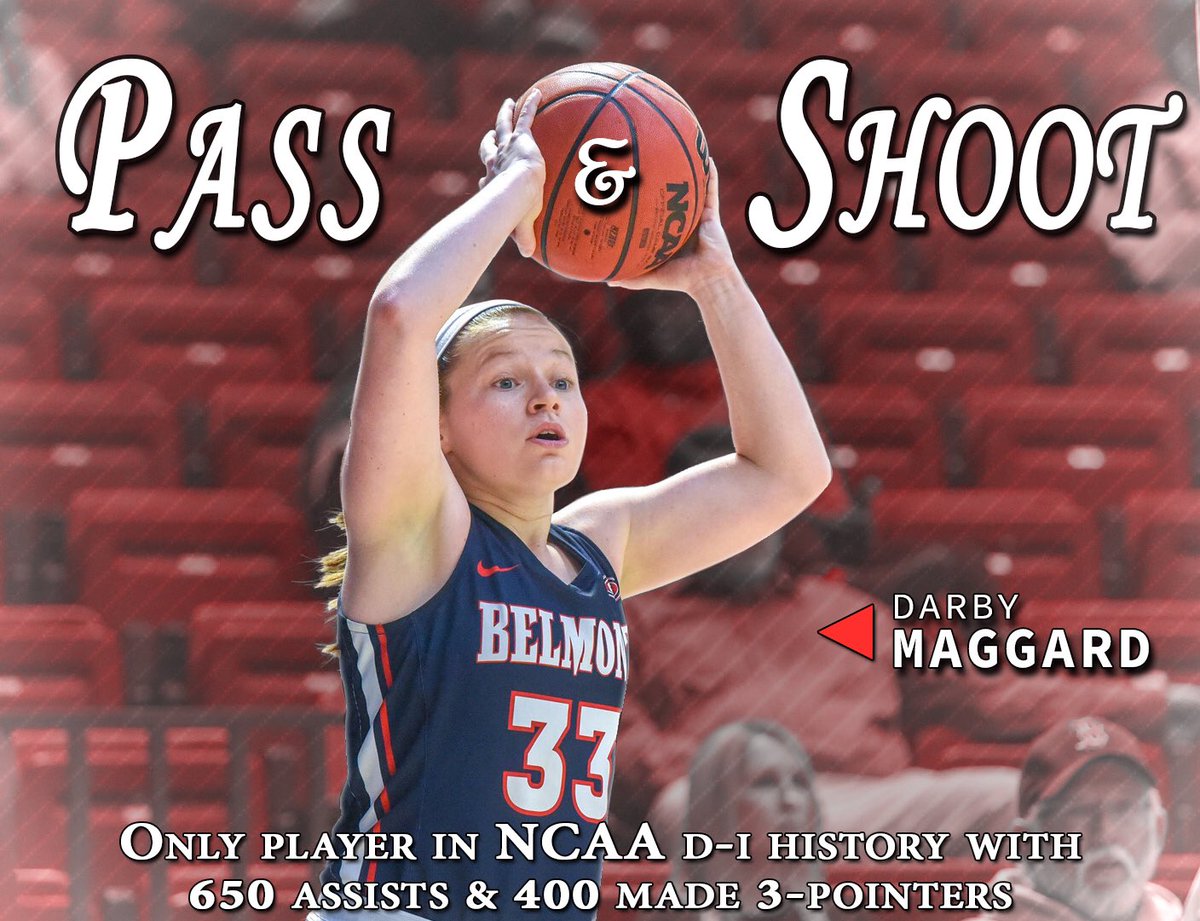 BelmontWBB's tweet photo. No player had EVER made 4️⃣0️⃣0️⃣ threes and dished out 6️⃣5️⃣0️⃣ assists...

Until Darby Maggard! 🐻👌⛹️‍♀️

#ItsBruintime | #MarchMadness https://t.co/78rnmniNv9