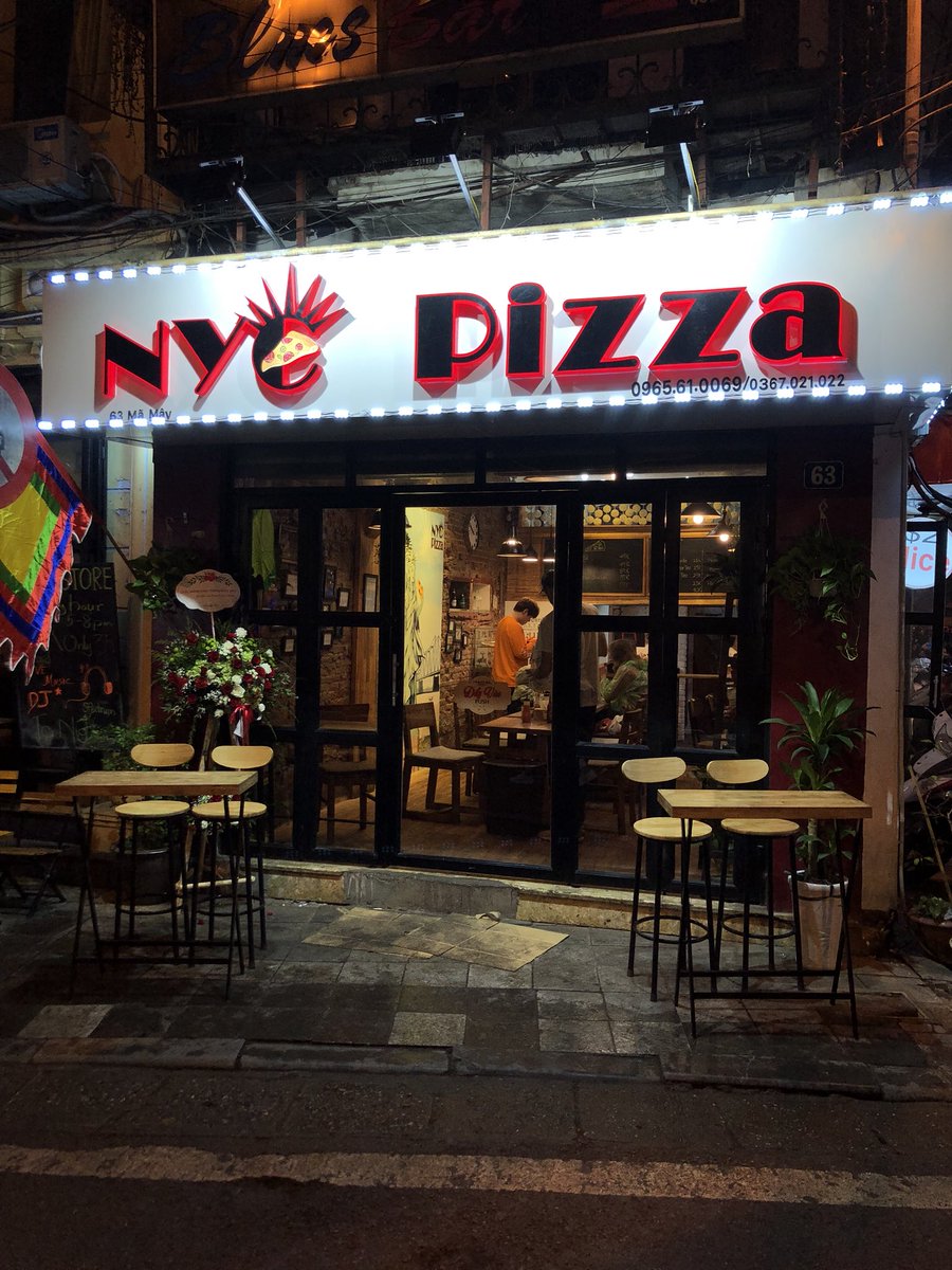 emratkerrigan's tweet photo. @kendall_kelley @Camp008 @stoolpresidente @BarstoolBigCat NYC Pizza in Hanoi, just opened yesterday. https://t.co/70qcHUUrod