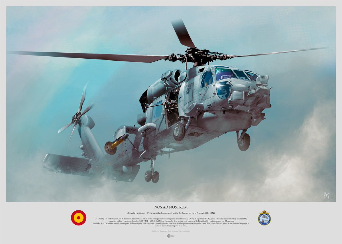 AngelTrancon's tweet photo. 🇪🇸⚓️ Una de las láminas que estarán próximamente a la venta en mi tienda online. En este caso un SH-60B Seahawk de la Armada española. Os mantendremos informados 😉🇪🇸
#SH60B #SH60Seahawk #10Escuadrilla #armada #armadaespañola #nosadnostrum #spanishnavy #angeltranconstudio https://t.co/9sF06Ywj78