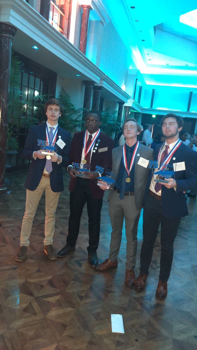 Decaenloe's tweet photo. Congratulations to Matthew Simpson and Pierce Graham for placing 1st overall in their Soorts Marketing event! Also, Congrats to Richard Okoro, and Carter Wood for placing 3rd overall in the Travel and Tourism event! ICDC here we come 😈😈 https://t.co/qxoNiumVwp