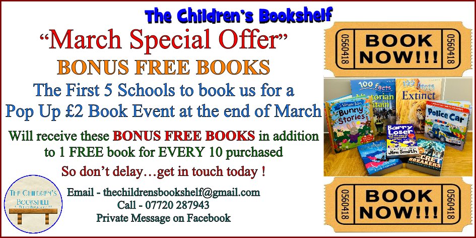 2PoundBookShop's tweet photo. ** MARCH SPECIAL OFFER ** Bonus FREE Books for your #primaryschool book us for a £2 Pop Up book sale this month #Worcestershire #monmouthshire #Gloucestershire #malvern #ludlow #Herefordshire #freebooks #books - Get in Touch :) https://t.co/741xVXFAzM