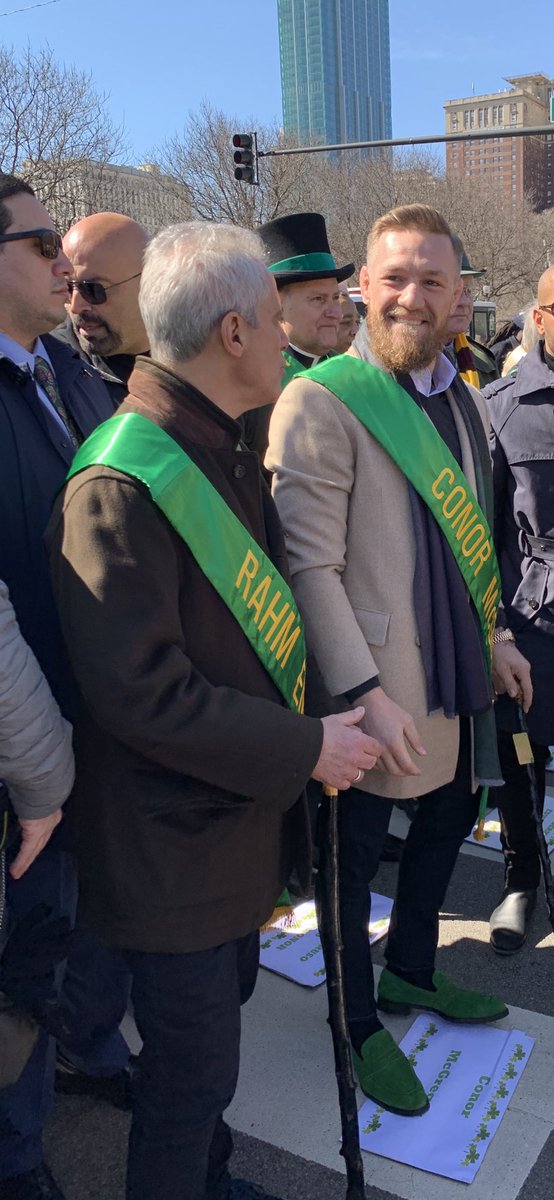BillRuthhart's tweet photo. Shoes of the day to Conor McGregor, who just smirked when Mayor Rahm Emanuel joked, “I’ll kick his ass.” https://t.co/u8Xee80Zw7