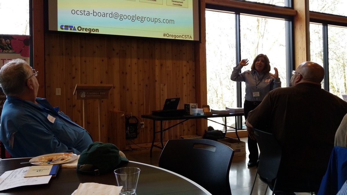 chscsteacher's tweet photo. @jillhubbard current @oregoncsta President giving overview of the or chart and how CS teachers can participate during #oregoncsta Spring Conference https://t.co/YWZEUuAWpZ