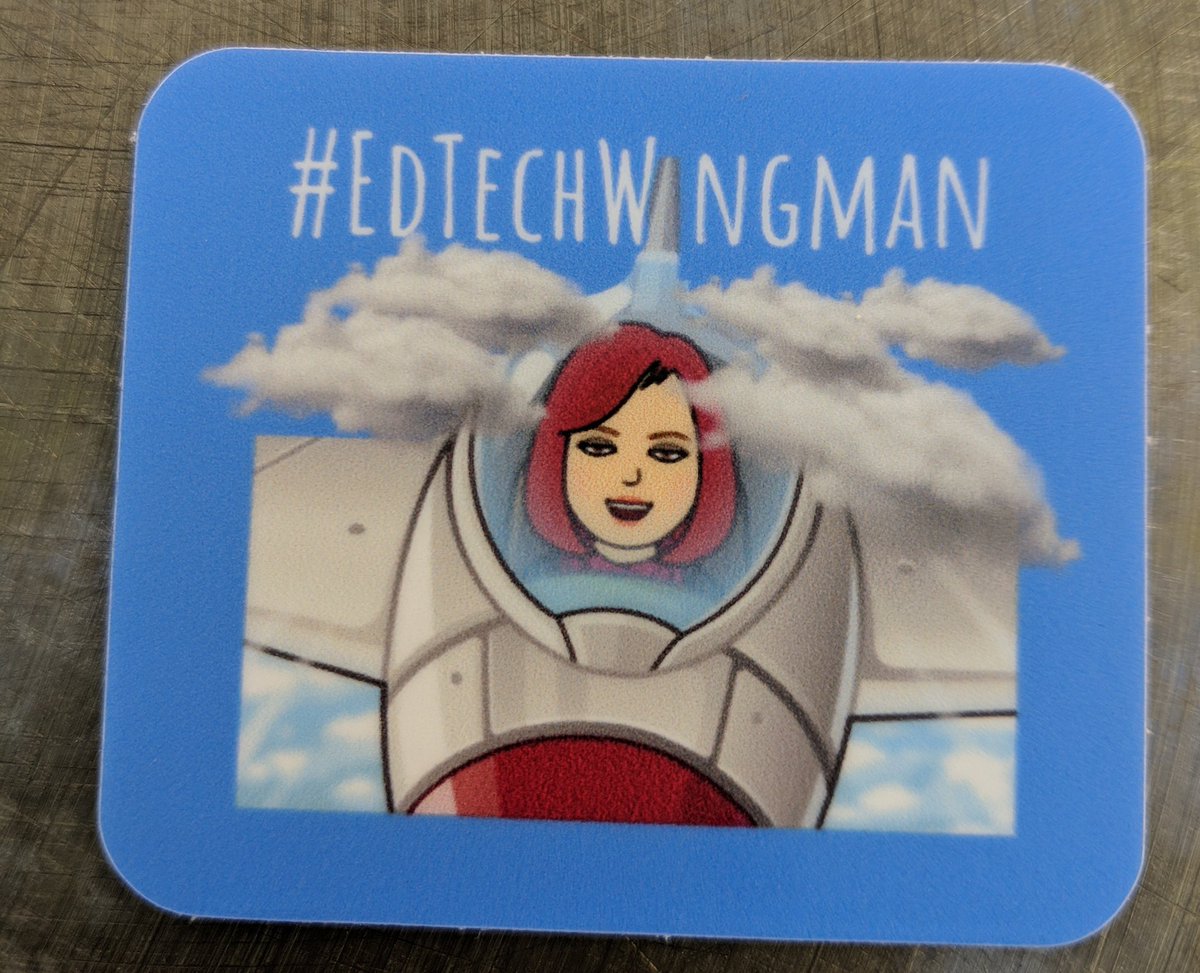 crysadunn's tweet photo. Tons of fun spreading the word about being a #edtechwingman at #Stickerswap #CUE19 so much love for my first sticker! https://t.co/JbvCGa030r