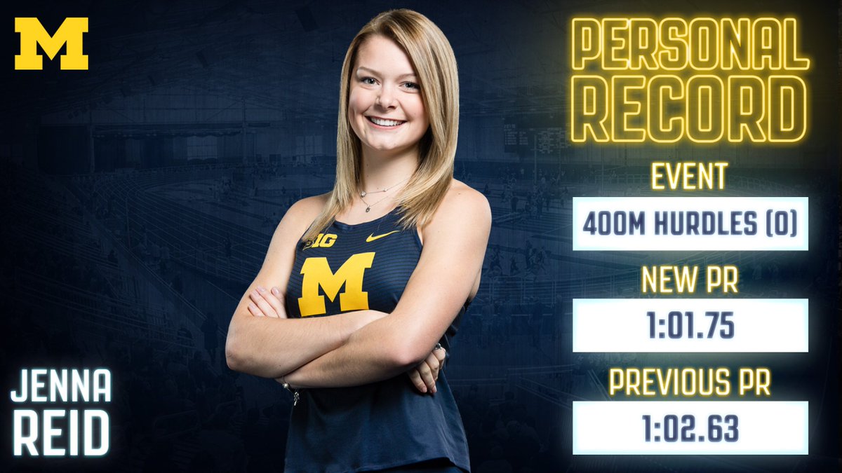 Jenna Reid runs a new PR 1:01.75 to finish 5th in the Hurricane Invite women's 400 hurdles

#GoBlue