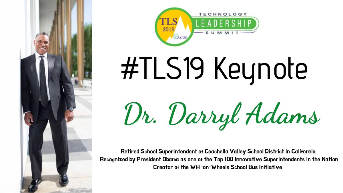 We are very excited to announce that <a href="/DrDarrylAdams/">Darryl Adams</a> as the keynote speaker for #TLS19!  We are looking forward to a great keynote and sessions by Dr. Adams.  <a href="/technitude/">Robert Logan</a> <a href="/Drtamssen/">Dr. Tammy Seneca</a> <a href="/Dianne_LeB/">Dianne LeBlanc</a>