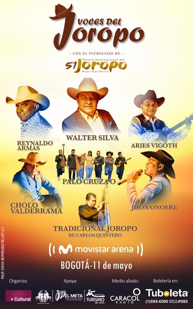 <a href="/MovistarArenaCo/">Movistar Arena Colombia</a> Un Inmenso Honor Estar Junto A Estos Grandes Artistas Del Joropo En Tan Importante Escenario <a href="/MovistarArenaCo/">Movistar Arena Colombia</a> Allá Estaremos..!!! #VocesDelJoropo