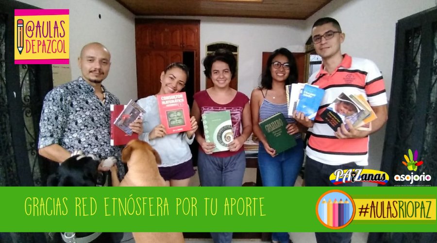 Gracias al combo de la #RedEtnósfera por la donación de 140 libros de consulta escolar, con ellos alimentaremos la biblioteca en Rionegro, Caquetá para que los niñ<a href="/s/">『S』</a> parte de #AulasRíoPaz tengan acceso a material de consulta. #BrigadaDigtial