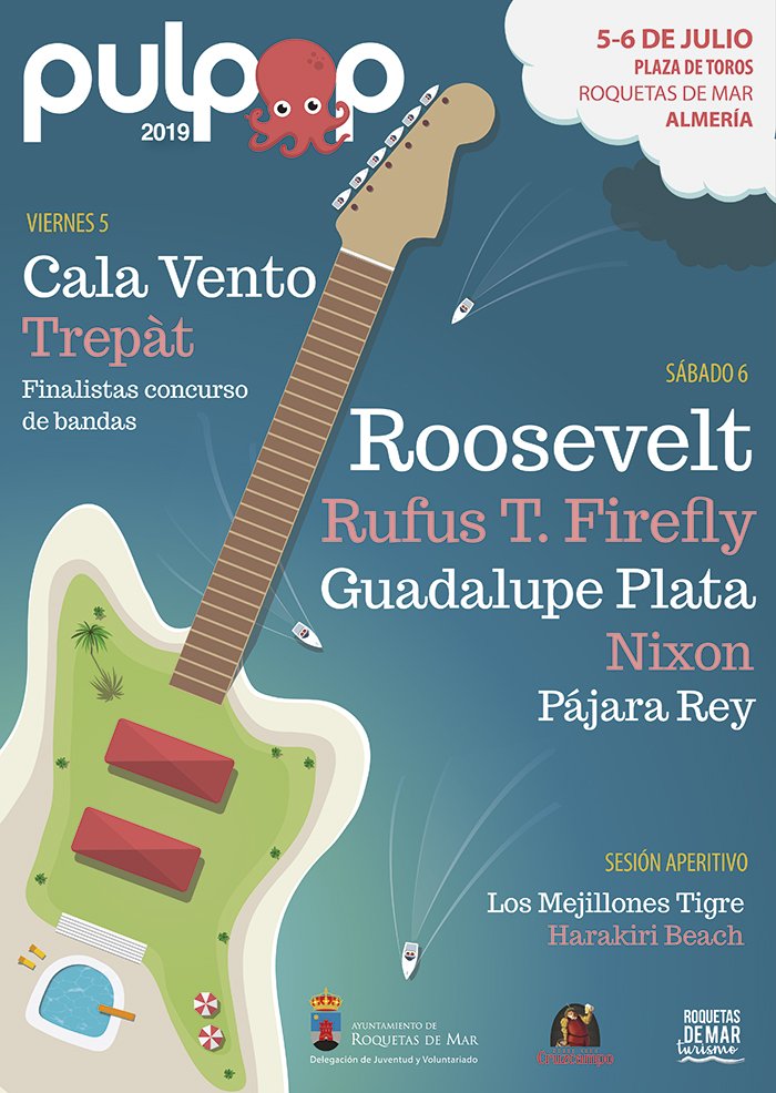 Achtungmag's tweet photo. #cartel #festival #PulPop @PulpopFestival #Roquetas #Almería #Julio #verano #gratis @iamroosevelt__ @_RufusTFirefly_ @guadalupeplata @SomosNIXON @CalaVento @Trepatmusica https://t.co/KGevXWcPk6
