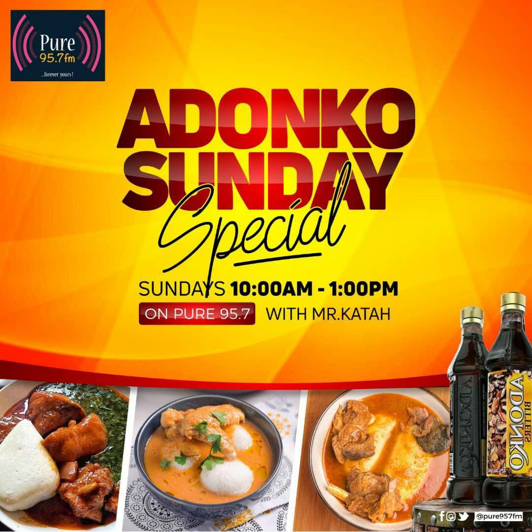 thekatahs's tweet photo. Smooth Groove on this side with the Radio Doctor @MrKatah . It's the #AdonkoSundaySpecial on @Pure957fm. Tune in and enjoy. Good music by @DJBrownEuros 

Powered by 
#ABNGhana
#Adonko123
#AdonkoBitters
#AdonkoAtadweGinger
#TheKatahs https://t.co/Vga8yCxeHa