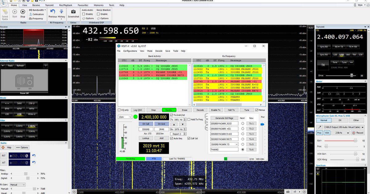 Berend Worked Over Qo 100 Satellite Is0grb Mode Ft 8 Tx Pluto 50 Mw Ant Helical 70 Cm Dish Software Sdr Radio