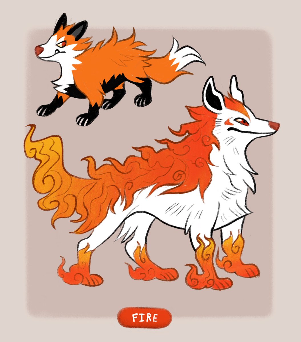 Ryulota's tweet photo. Soooo here is my entry for the #GalarFormContest by @PokeMigawari ❤️ the Galar Poochyena and Mightyena are Fires types for sure and vaguely look like foxes 🦊 https://t.co/yeLsO0Qsnk