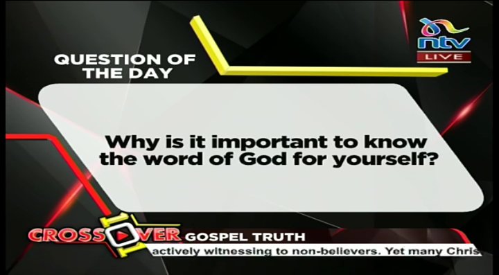 Question of the day Why is it important to know the word of God for yourself ? #Crossover101