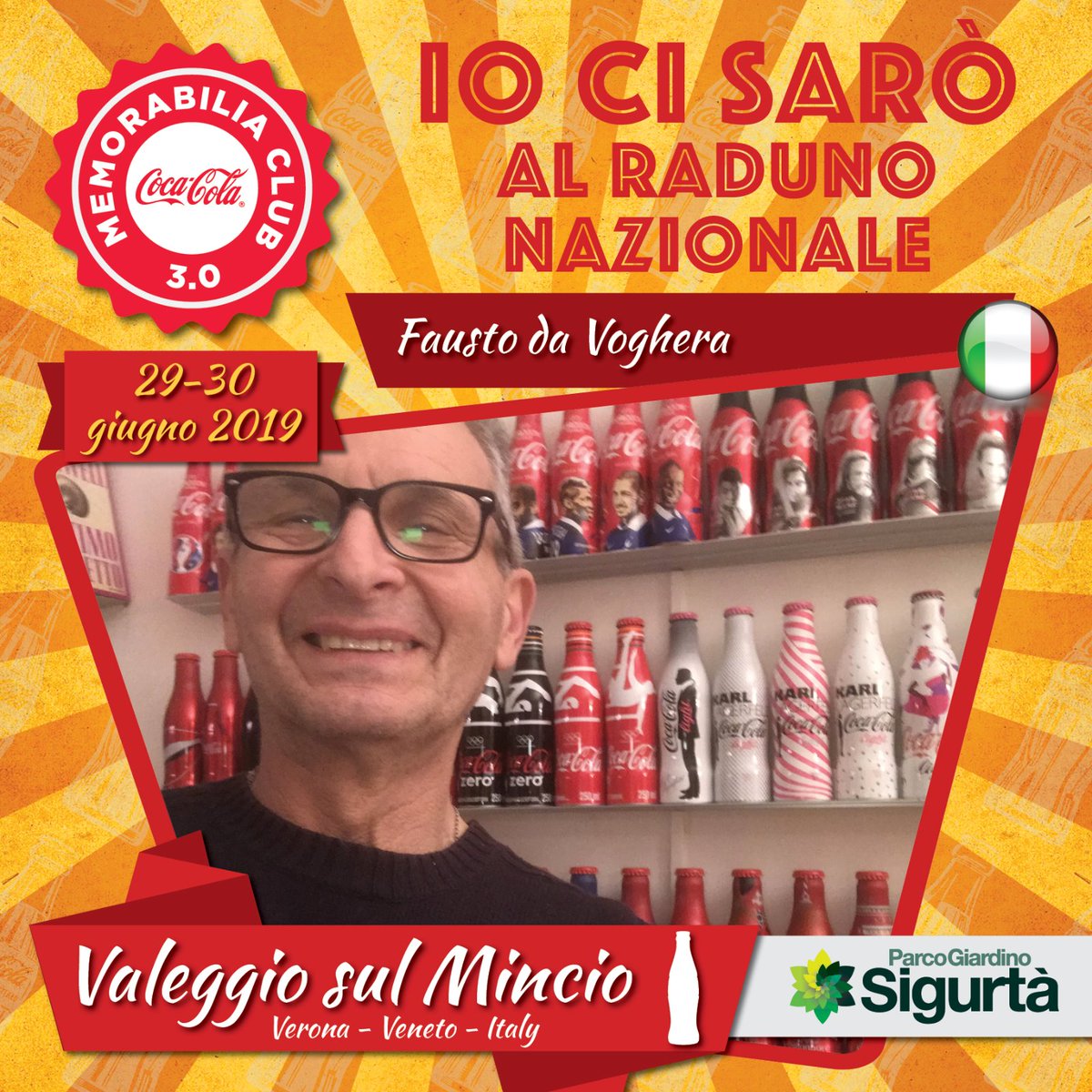 Memorabiliaital's tweet photo. Fausto ci sarà, e tu ci sarai ? Vieni su https://t.co/my6I4t7CXo iscriviti al Raduno Nazionale 2019 presso il Parco Giardino Sigurtà di Valeggio sul Mincio (VR) del 28/29/30 giugno.Ti aspettiamo !!!  #iocisaro’@CocaColaIT #cocacolahbc @cocacolaitalia  #parcogiardinosigurta https://t.co/PlAYZnl7dS