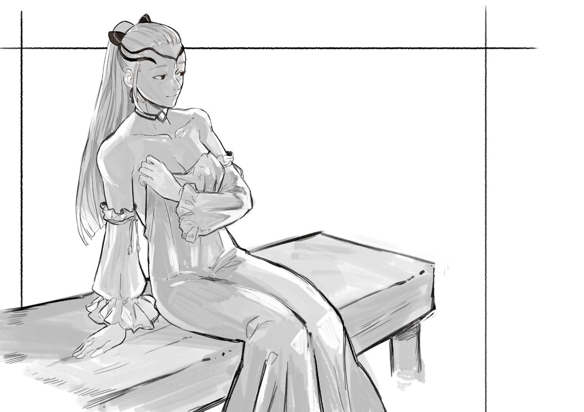 A sketch of Eir with her armour off. 
