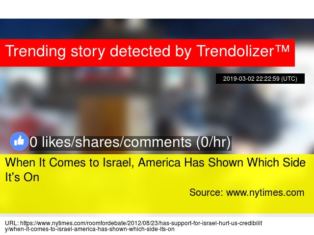 When It Comes to #Israel, #America Has Shown Which Side It's On #President #Obama mittromney.trendolizer.com/2019/03/when-i…