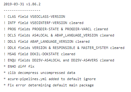 LarsHvam's tweet image. Heads up, #abapGit 1.86.2 released, this version will trigger changes to many XML files, see changelog below