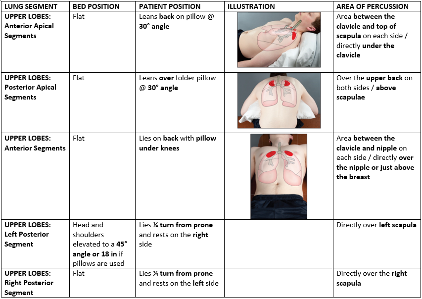 PT flashcards on Twitter "Postural Drainage Positions with precautions