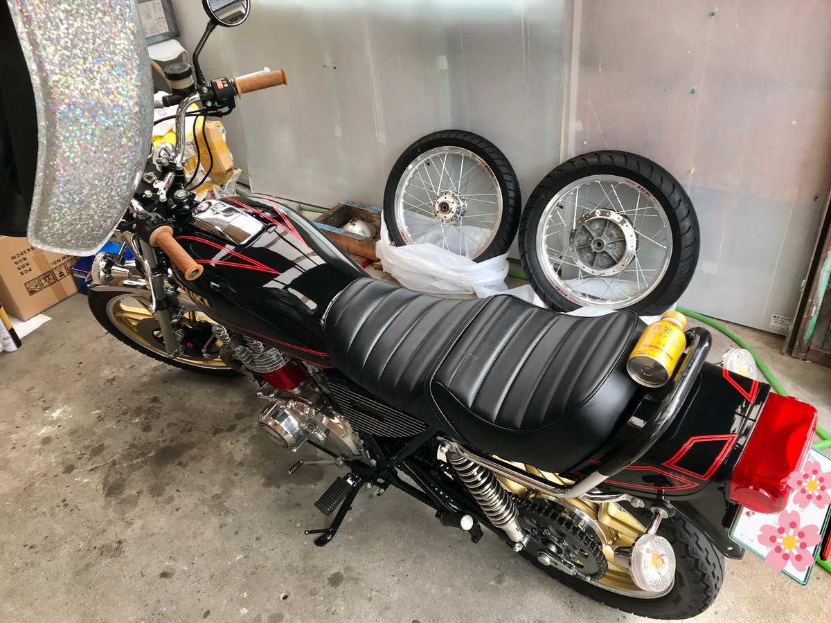 愛車 #GS400 スポークホイールデビュー♪ 新品 #エキセル U型リム 