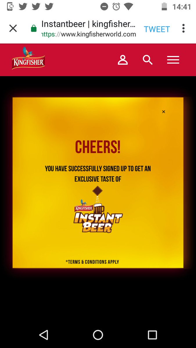 AshishMahajan41's tweet photo. @kingfisherworld Done ๐๐
Can't wait to taste King of #GoodTimes #KFInstantBeer https://t.co/TGxPhYvrvu