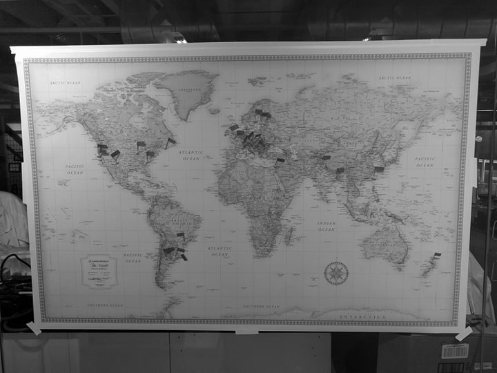 newculturefoods's tweet photo. Here is a very cool initiative by @blue_planet_eco. A map for everyone in this IndieBio cohort to place a flag showing where they have come from. #globalbiotech https://t.co/dQduVkIyoC