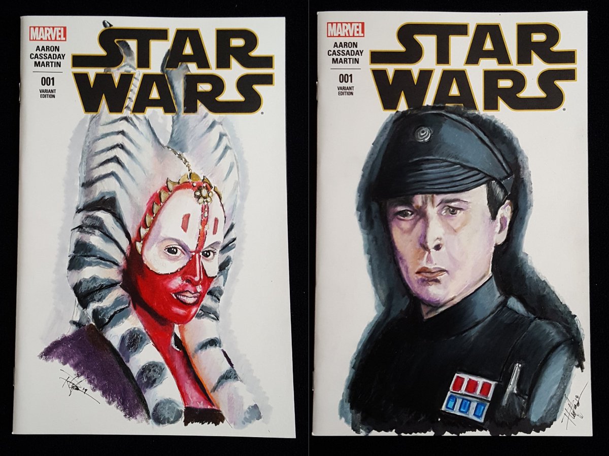 mantis923's tweet photo. Occasionally, I get to "stretch" the surface area and do commissions on blank comic book covers. I enjoy the change and look forward to doing more in the future! #starwars #shaakti #captainneeda #comiccovers https://t.co/uXzstN590O