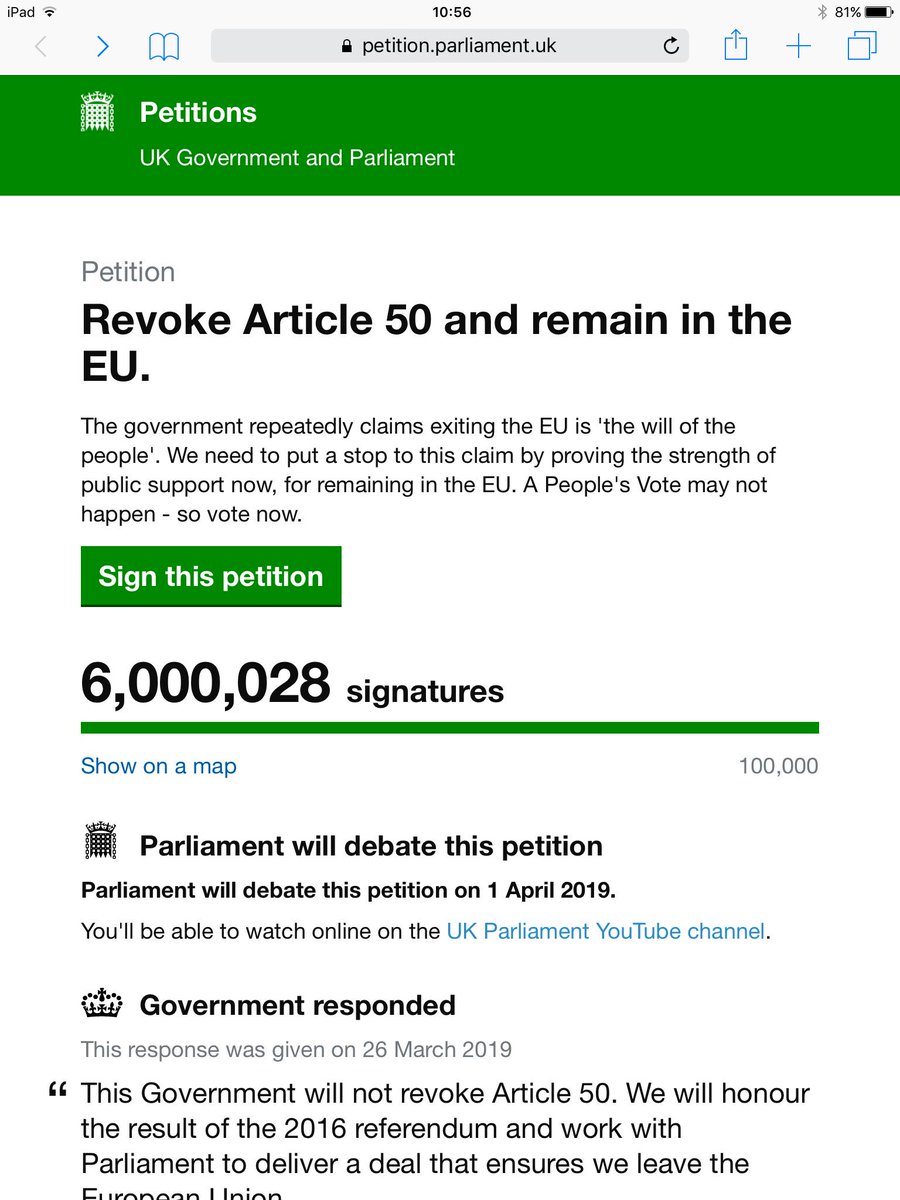 NortherlyRose's tweet image. The day before it gets debated in Parliament the #RevokeArticle50Petition breaks the 6 million signature barrier @madgie1941 #RemainInTheEU