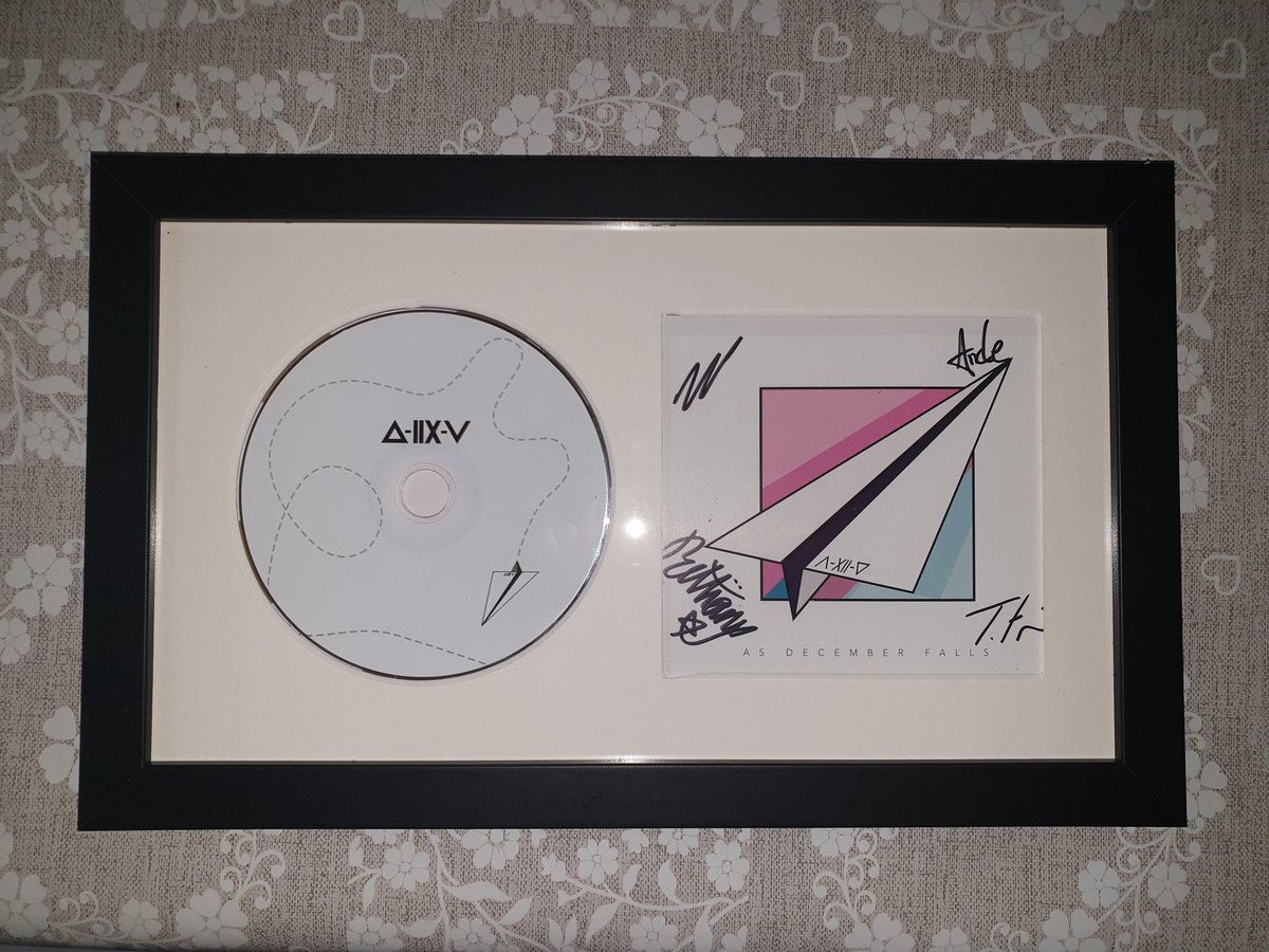 jamiesammut1's tweet photo. Finally got round to framing my @AsDecemberFalls signed debut album! I hope you guys like it as much as I do! Cant wait to hang it up with the rest of my collection!!! 🙂👌👍 @bethanysmile98 @andehunter @Lukasasdecember @NotTimmyFrancis https://t.co/TDNq1WV1UC