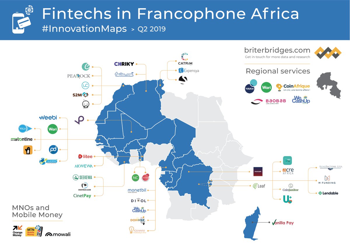 Dario__Gln's tweet image. #Francophone #Africa starts getting on the radar as key institutions🏦(@AfDB_Group @OIFfrancophonie @AFD_France) &amp;amp; new #VCs💰(@ietp_ @Orange_DV) begin pumping #investment into #tech #startups. Our new #InnovationMaps series look at players in region, starting from #fintech .