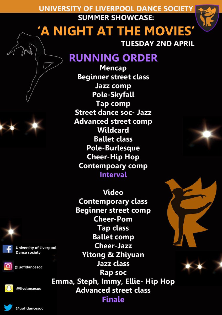 Our annual summer showcase will commence tomorrow and run over 2 nights! Don’t forget you can buy tickets on the door so invite along your family, friends and housemates! It’s not one to miss with guest performances from rap and street soc to cheer. All proceeds will go to Mencap