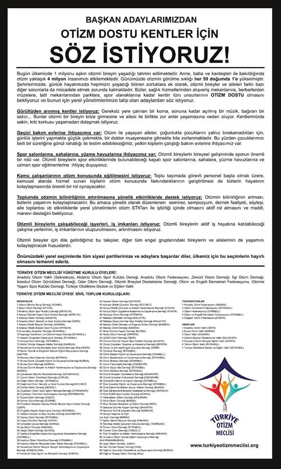 #Seçim2019 
#OyKullanirkenUnutma
#OyVer
#Sözİstiyoruz 
#OtizmDostuKentler 
#Otizm
#TürkiyeOtizmMeclisi