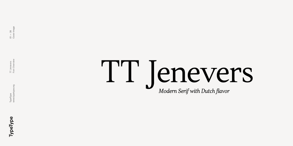 hipfonts's tweet photo. TT Jenevers - Modern Serif With Dutch Flavor

https://t.co/P4s0JDdMmz https://t.co/qkKlTJOzQK