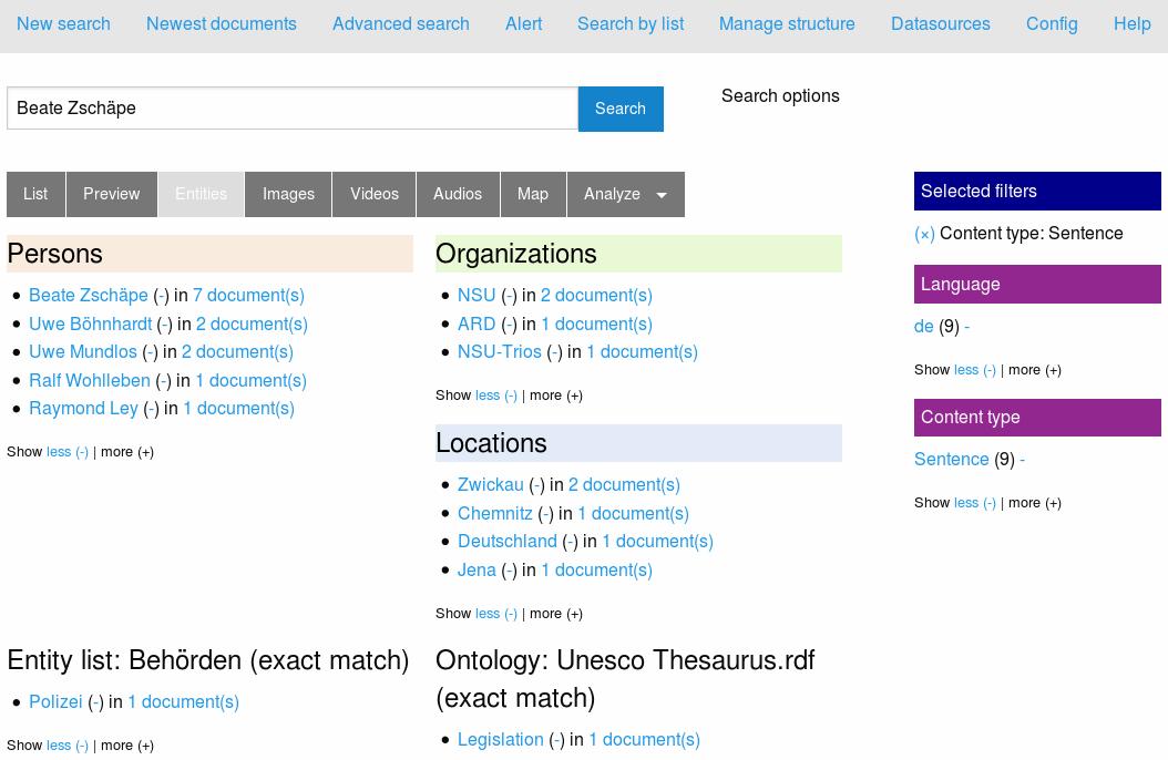 OpenSemSearch's tweet photo. New #opensource release integrates sentence segmentation to #search & filter entities (from human #Annotation & #NER by #ML, #Ontologies & #SKOS #Thesaurus), which occur together in sentence(s) & get stronger connections in #graph. #textmining #ddj #dh #digitalhumanities #dhd2019 https://t.co/AVuIqgJgLy