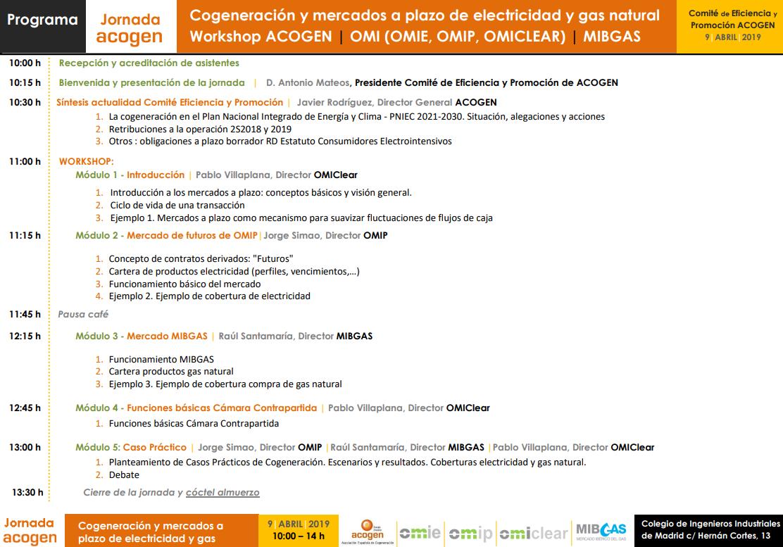 AcogenOficial's tweet photo. ‼️Atención asociados @AcogenOficial ‼️ Próxima jornada Cogeneración y Mercados a plazo de electricidad y gas natural, workshop ACOGEN - OMI (OMIE, OMIP, OMICLEAR) - MIBGAS @MibgasInfo 
Consulta el programa en 👉🏼https://t.co/IMLRSQU53p . https://t.co/t0LAS2JPJ5
