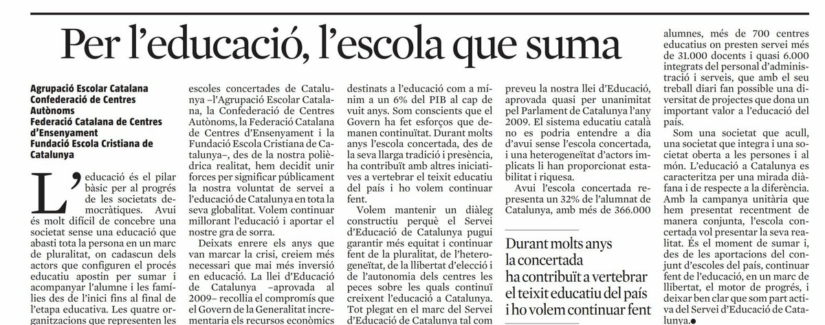 👍🏽 Ja ha començat la preinscripció escolar per al curs 2019-2020! Us convidem a conèixer la concertada, l'escola que suma!

vía <a href="/LaVanguardia/">La Vanguardia</a>