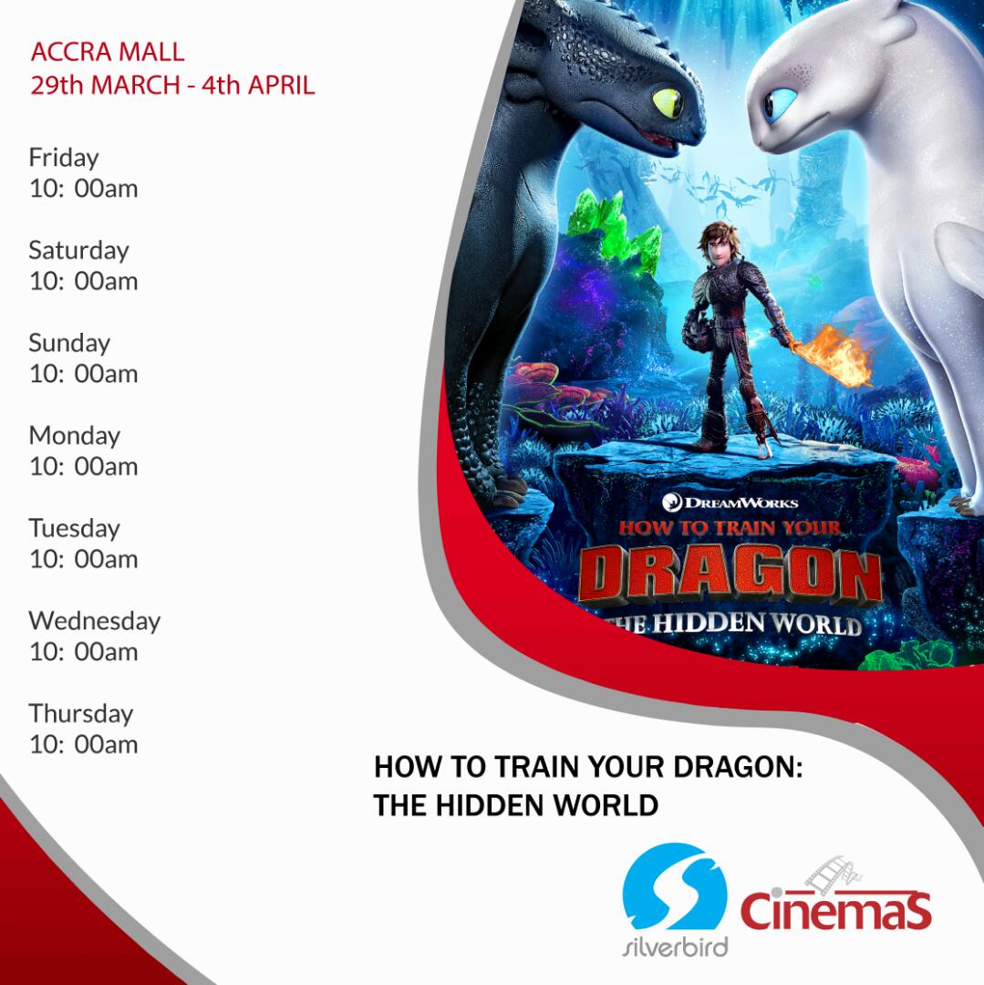 SilverbirdGhana's tweet image. MOVIE SCHEDULE FOR THE WEEK
29th March - 4th April

Join us in our cinemas this week, and let's usher you into a new month wtih an awesome collection of movies 👌🏿

silverbirdcinemas.com/westhills/

#HowToTrainYourDragon3
#AlitaBattleAngel
#PoverD 
#FridayFeeling
#SilverbirdGhana
