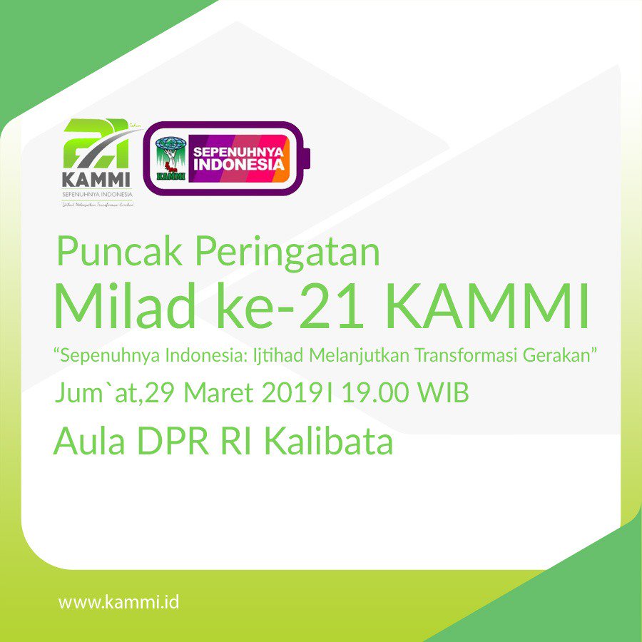 Puncak Peringatan Milad Ke-21 KAMMI

"Sepenuhnya Indonesia : Ijtihad Melanjutkan Transformasi Gerakan"

#jayakanindonesia2045
#milad21kammi