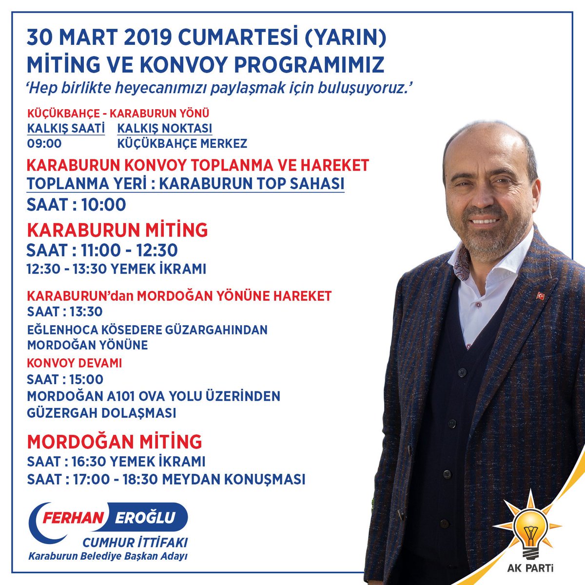 ferhaneroglu35's tweet photo. 30 Mart 2019 Cumartesi (yarın) Miting ve Konvoy Programımız

Hep birlikte heyecanımızı paylaşmak için buluşuyoruz.

#ferhaneroglu #karaburun #akparti #izmir #yerelsecim2019 #mordoğan #miting #konvoy https://t.co/irobzyeb6P