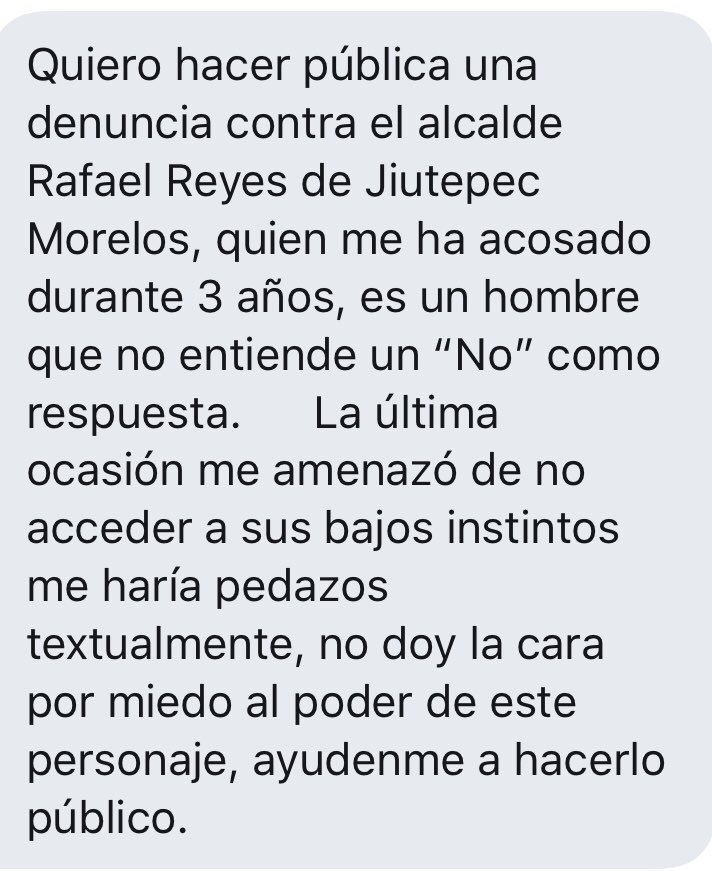 MorelosToo's tweet photo. RAFAEL REYES - ALCALDE JIUTEPEC 1a denuncia #MetooMx #metoomexico #YoTeCreo #NiUnaMás @JiutepecDe @RAFA_REYES https://t.co/kSRIrmzySZ