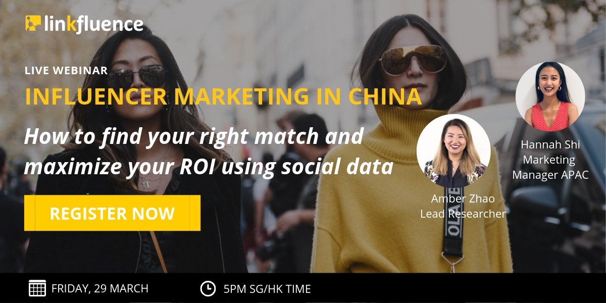 linkfluenceASIA's tweet image. [LIVE WEBINAR STARTING in 15 MINS!] Join us! 

Influencer Marketing in China: How to find your right match and measure performance of brand ambassador using social data.

Can't make it live? Sign up here to get the recording 👉hubs.ly/H0hcPH70