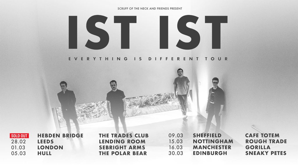 TOMORROW!

It’s the final date of our tour tomorrow in Edinburgh at <a href="/sneakypetesclub/">Sneaky Pete's</a>. 

Support comes from <a href="/sobrietyforever/">sobriety</a>.

Tickets from: ististmusic.com