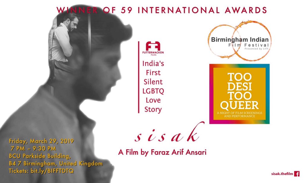#Birmingham! #SisakTheFilm India’s First Silent #LGBTQ Love Story premieres at #TooDesiTooQueer @weLoveBIFF. Go watch the first ever Indian film to win 59 international awards — a milestone for India cinema set by a silent queer film! Tix: bit.ly/BIFFTDTQ #LGBT #LoveWins