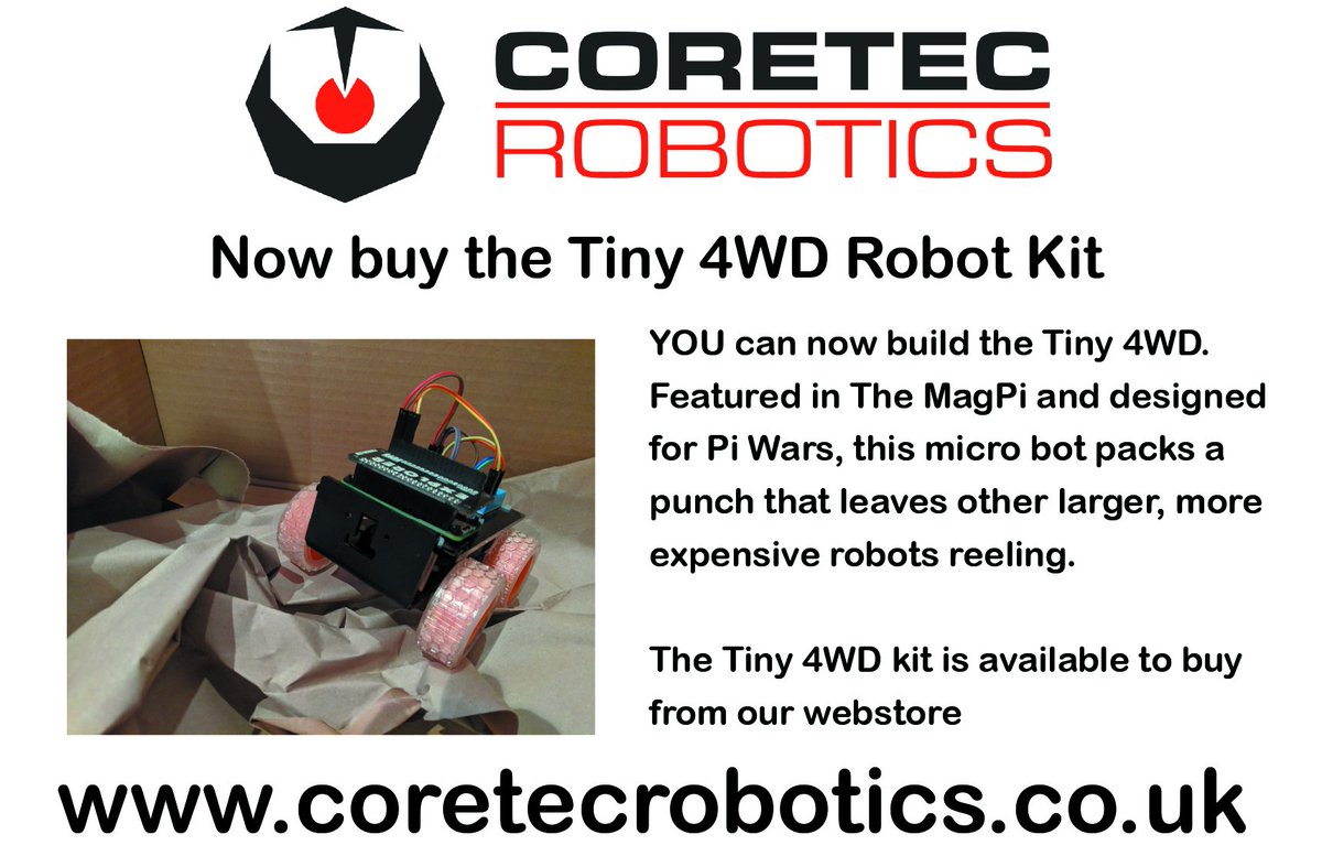PiWarsRobotics's tweet image. #PiWars would like to thank @CoretecRobotics for their kind donation of robots as prizes for the 2019 competition. Thanks Brian!