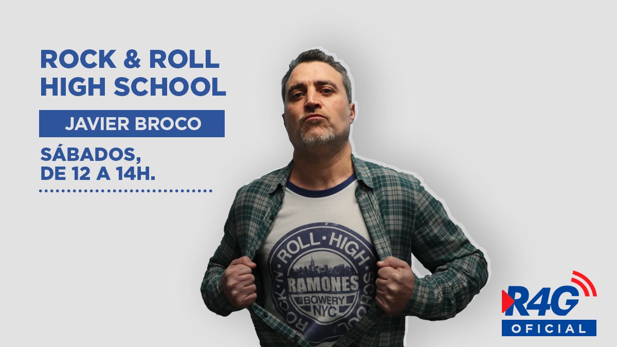 ¡A las 12:00h comienza el #RockAndRollHighSchool de <a href="/BROCOROCKSTAR/">javier broco</a>!

2 horas con el mejor R&amp;R del panorama musical, y solo aquí, en @Radio4G_Oficial.