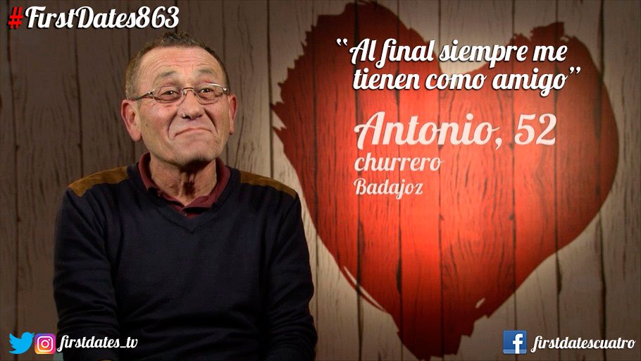 firstdates_tv's tweet photo. Antonio: un churrero sin amor 😓 #FirstDates863 https://t.co/tFIq2Xuv6O https://t.co/vDmzrsufBC