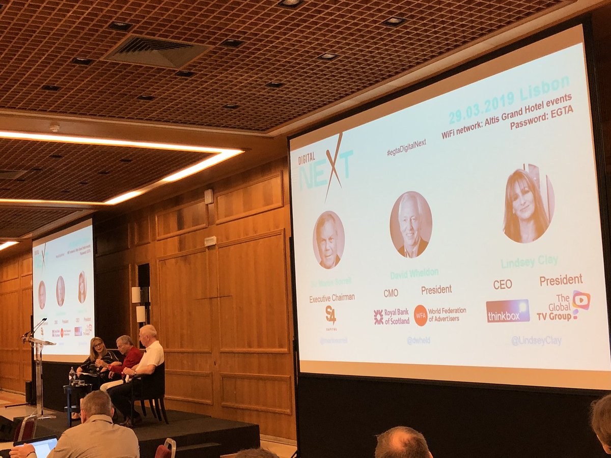 jdaykin's tweet photo. “Marketers don’t want to make big films anymore. There are super bowl ads, World Cup ads... but marketers don’t want to spend money on tent poles” - @martinsorrell talking to @LindseyClay
Certainly more always on smaller campaigning but not sure that’s true #egtaDigitalNext https://t.co/Zvzk4NOQCQ