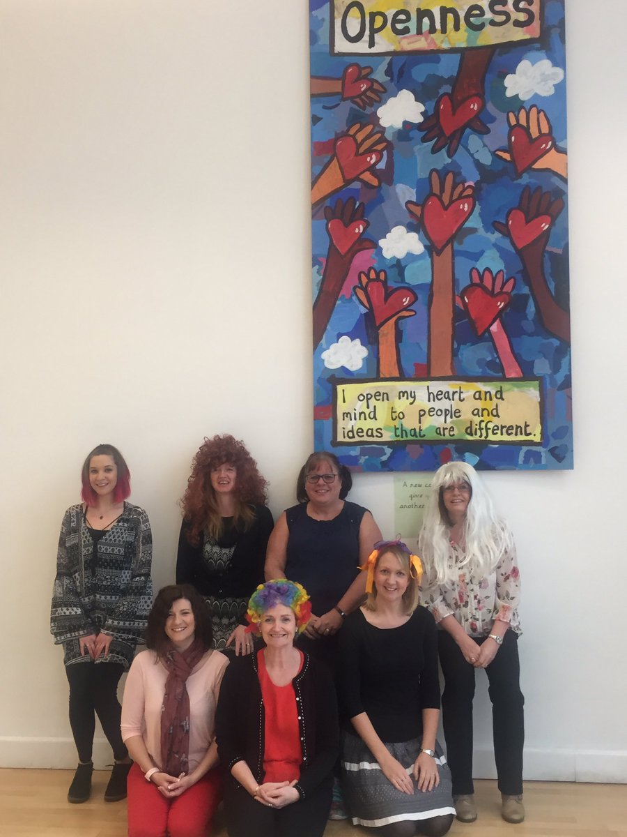 InfNetley's tweet photo. Normal Friday in Netley Marsh as staff show openness to crazy hair day! Thank you @FNMSA_NewForest for organising this for our Spring Fair and looking forward to tonight’s disco! https://t.co/S4W2z3VoAE