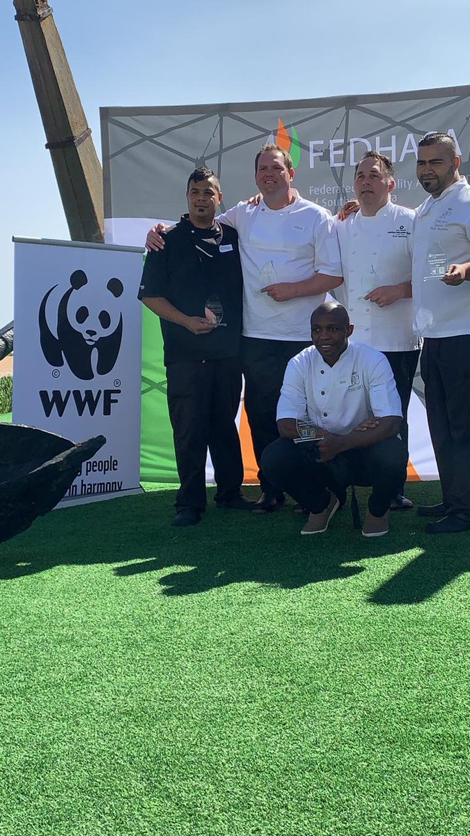 Congratulations Rudi Liebenberg SASSI Trailblazer and team! The winners of our restaurant cook off! Thanks you @fedhasacape Banks and Checkers and all the chefs who participated! We had such a great time! #SustainableSeafood #chefsfortheocean